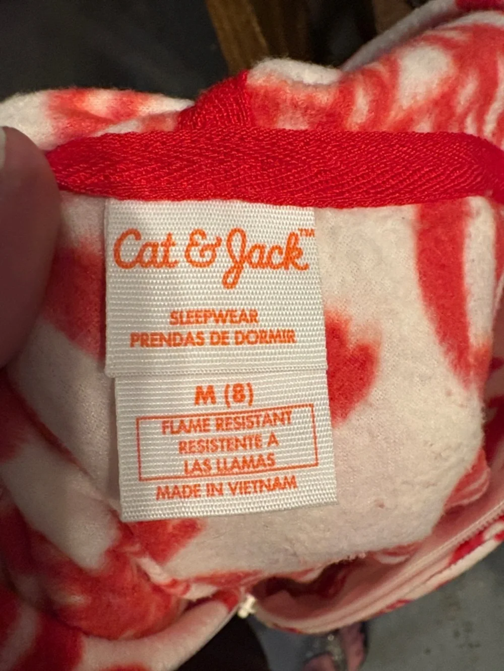 Cat & Jack Red and White Bows one piece PJ’s